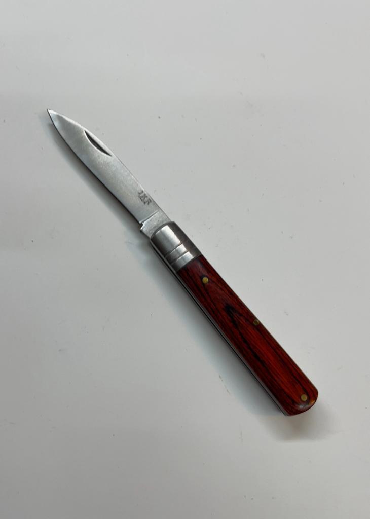 Navaja hoja 6.5 cm-mango madera roja JKR-78