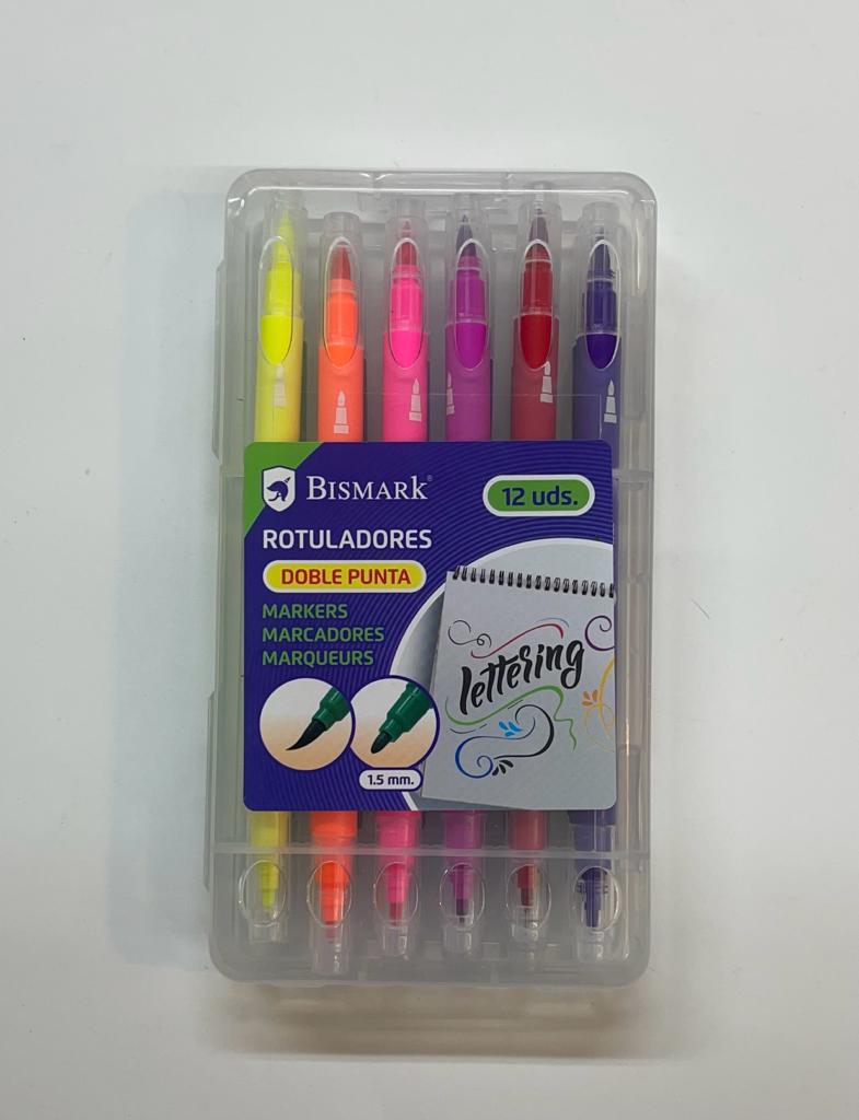 Rotulador doble punta para lettering 12 unds