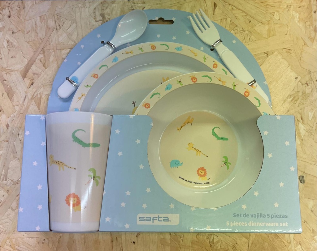 Set platos,cubiertos y vaso- Preescolar Selva