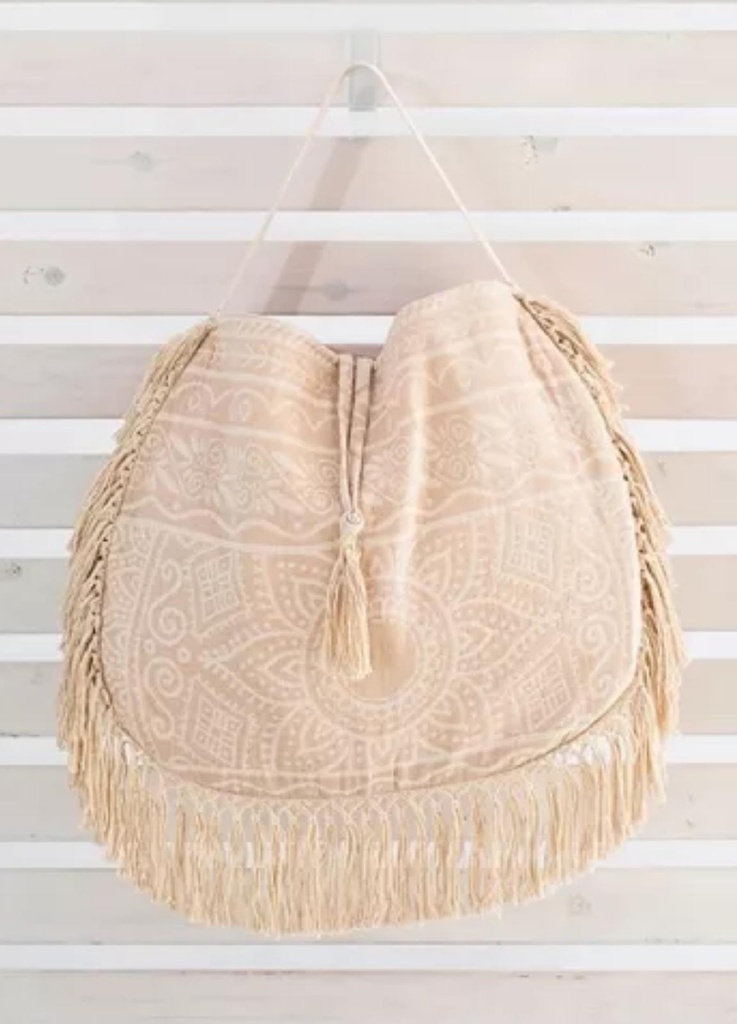 Bolso de playa flecos-Elliniko Beige