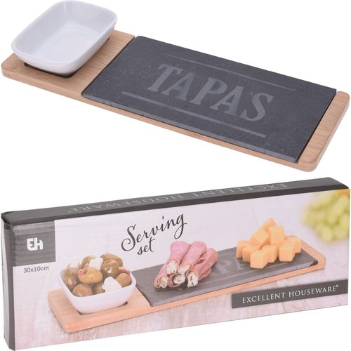 Set bandeja tapas bambu 30x10cm