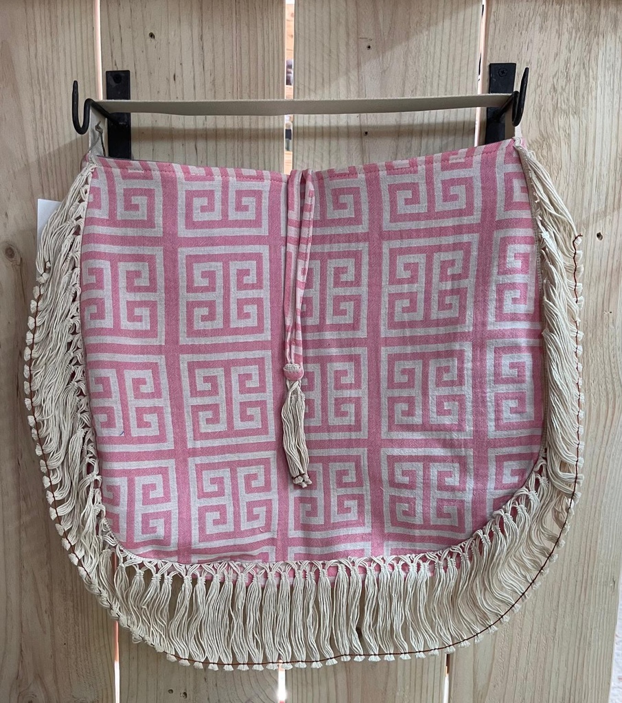 Bolso de playa Meandros con flecos-Rosa