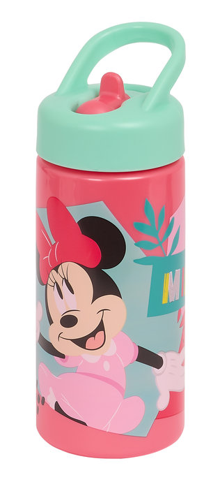 Botella infantil con pajita+asa 410 ml Minnie Mouse